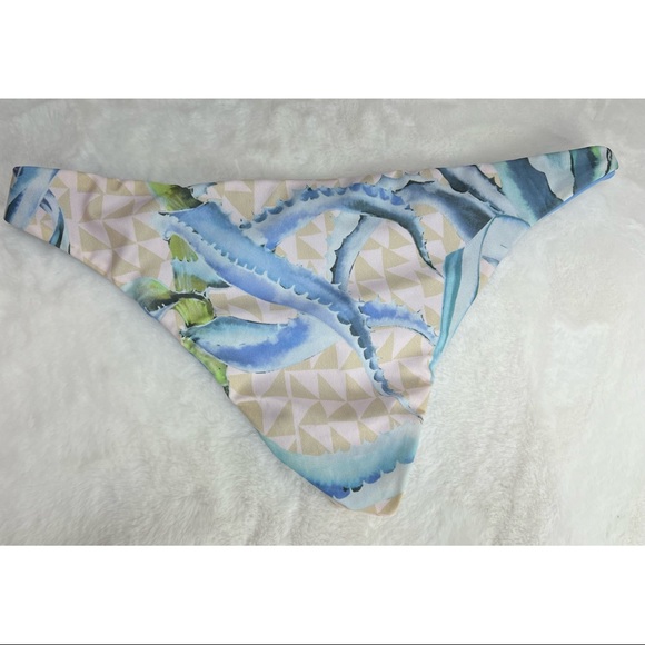 Mara Hoffman Bikini Bottom Large Blue Aloe Pastel Low rise Reversible Revolve - Picture 3 of 6